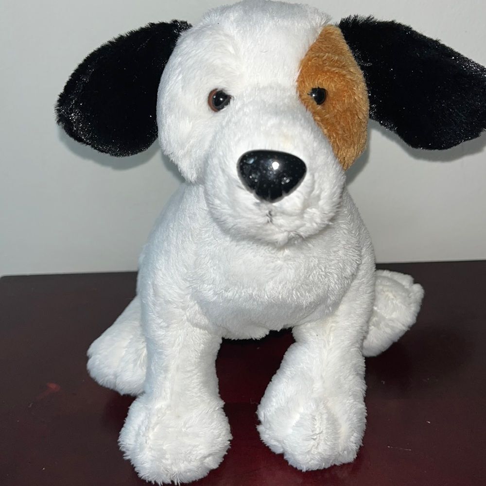 Vintage , Retired Ganz Petey Puppy Plush Stuffed Dog Black White Brown NWOT Toy